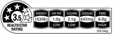 health star rating label with nutrient content